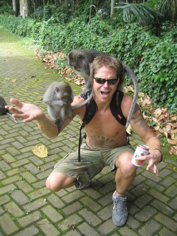 Derek With Monkeys On Shoulders