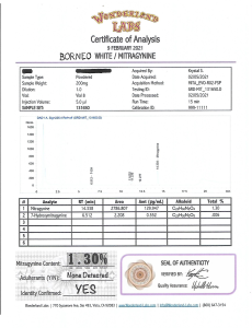 White Borneo Kratom Lab Report 1.30% Mitragynine
